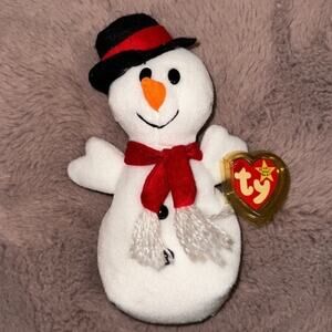 Collectible Retired Snowball The Snowman Ty Beanie Baby~NOS~Birthday 12-22-1995